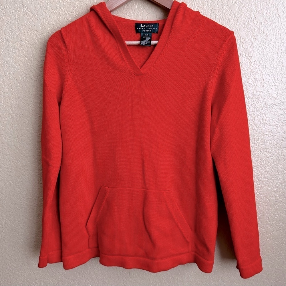 Lauren Ralph Lauren Petite V-Neck Hooded Sweater